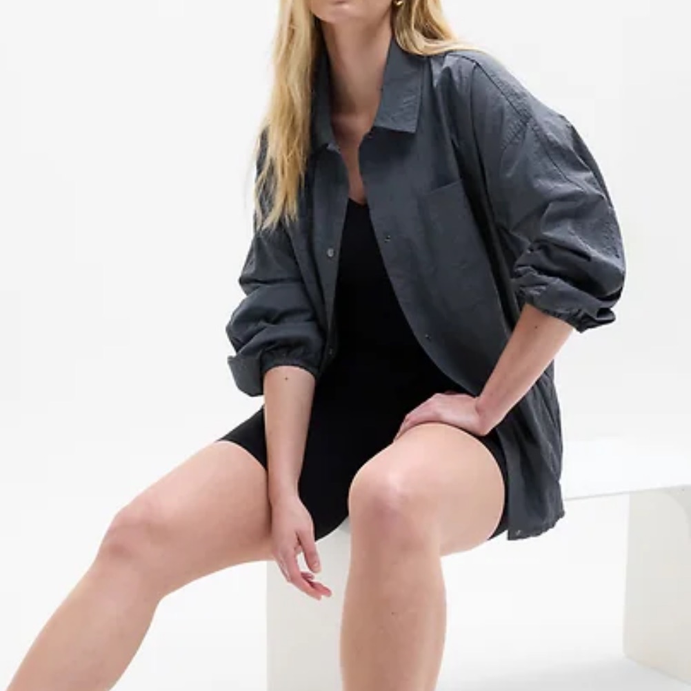 Nwot Athleta Lunar Shine Button Down Shirt In Dark Rinse